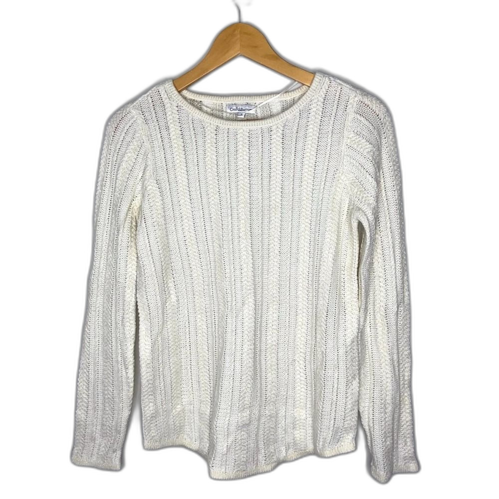 Croft & Barrow Sweater Womens Small Beige and Gold Metallic !